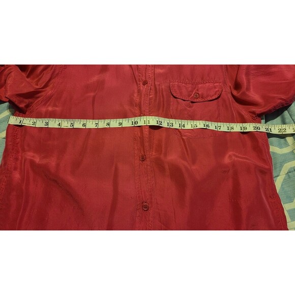 Diane Gilman Fuchsia Pink Silk Blouse Button up Medium - Picture 9 of 12